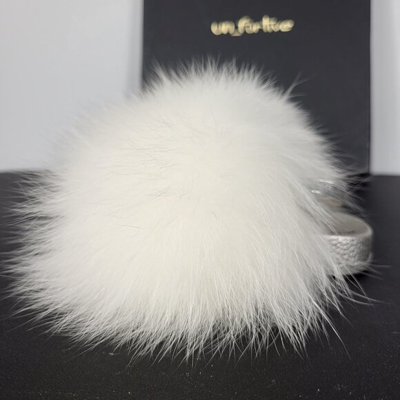 NWOB~$465~UN_FURTIVE~BABY~SZ 4.5/5~REAL WHITE FOX FUR SANDALS SHOES BOOTS - Picture 13 of 16